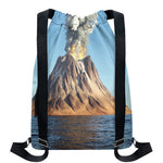 Volcanic Mountain Print Drawstring Backpack