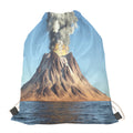 Volcanic Mountain Print Drawstring Bag