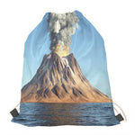 Volcanic Mountain Print Drawstring Bag
