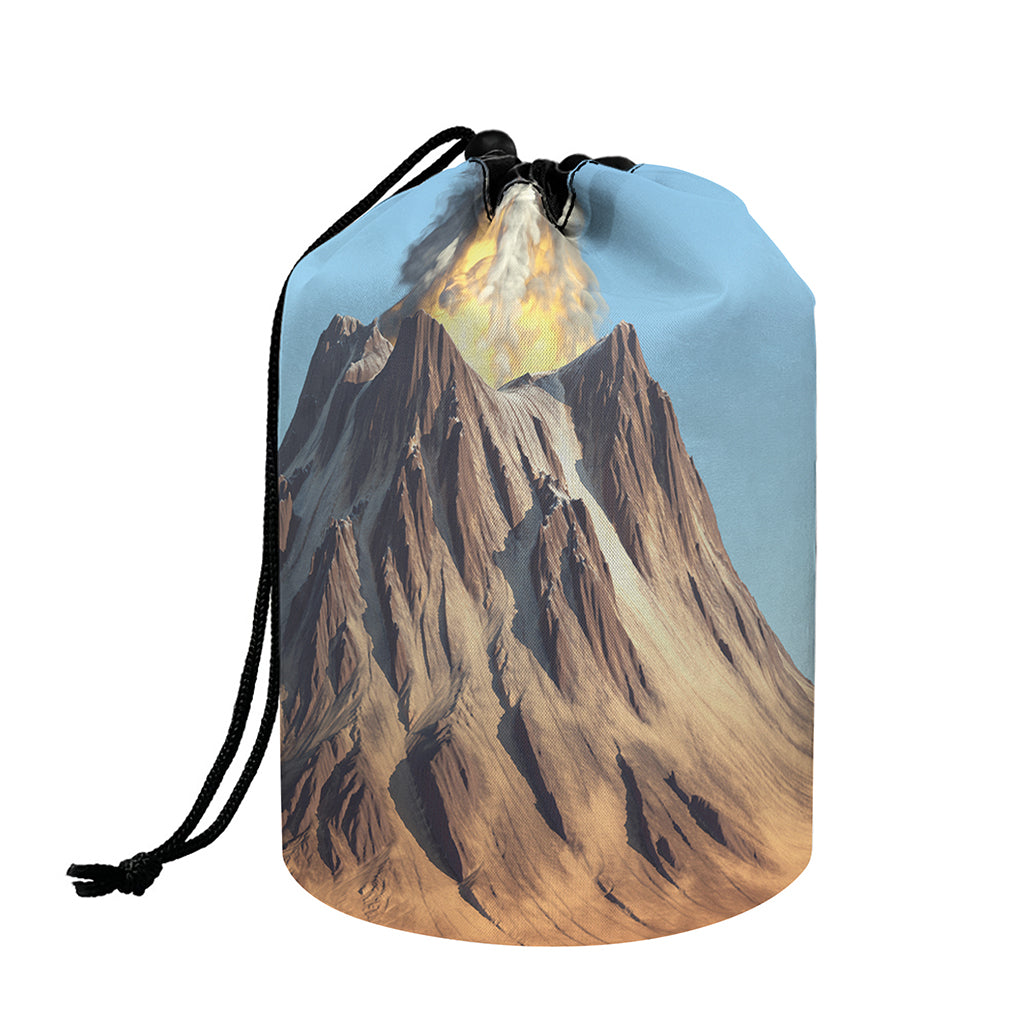 Volcanic Mountain Print Drawstring Makeup Bag