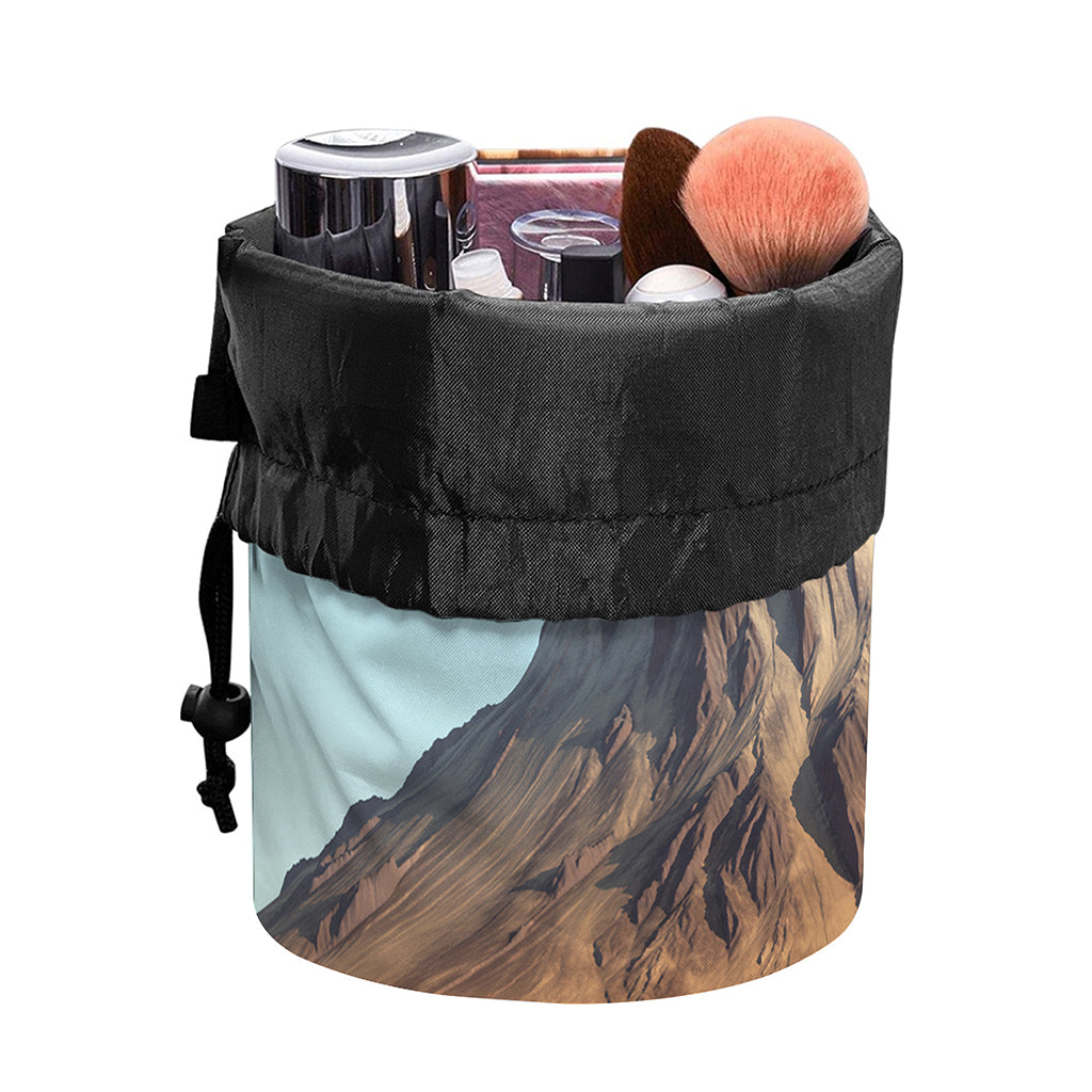 Volcanic Mountain Print Drawstring Makeup Bag