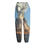Volcanic Mountain Print Fleece Lined Knit Pants