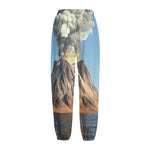 Volcanic Mountain Print Fleece Lined Knit Pants