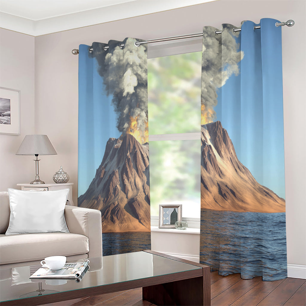 Volcanic Mountain Print Grommet Curtains