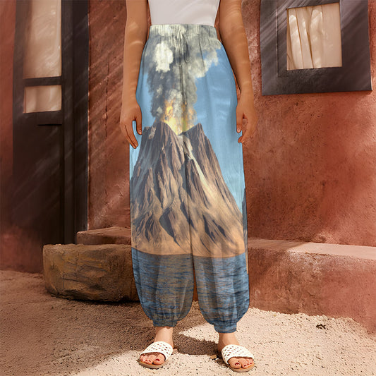 Volcanic Mountain Print Harem Pants