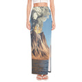 Volcanic Mountain Print High Slit Maxi Skirt