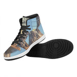 Volcanic Mountain Print High Top Leather Sneakers