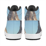 Volcanic Mountain Print High Top Leather Sneakers