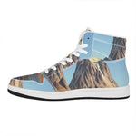 Volcanic Mountain Print High Top Leather Sneakers