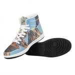 Volcanic Mountain Print High Top Leather Sneakers