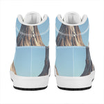 Volcanic Mountain Print High Top Leather Sneakers