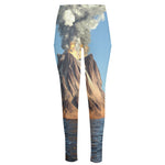 Volcanic Mountain Print High-Waisted Pocket Leggings
