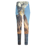 Volcanic Mountain Print High-Waisted Pocket Leggings