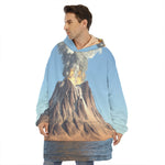 Volcanic Mountain Print Hoodie Blanket