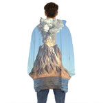 Volcanic Mountain Print Hoodie Blanket