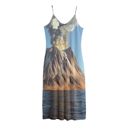 Volcanic Mountain Print Jersey Midi Cami Dress