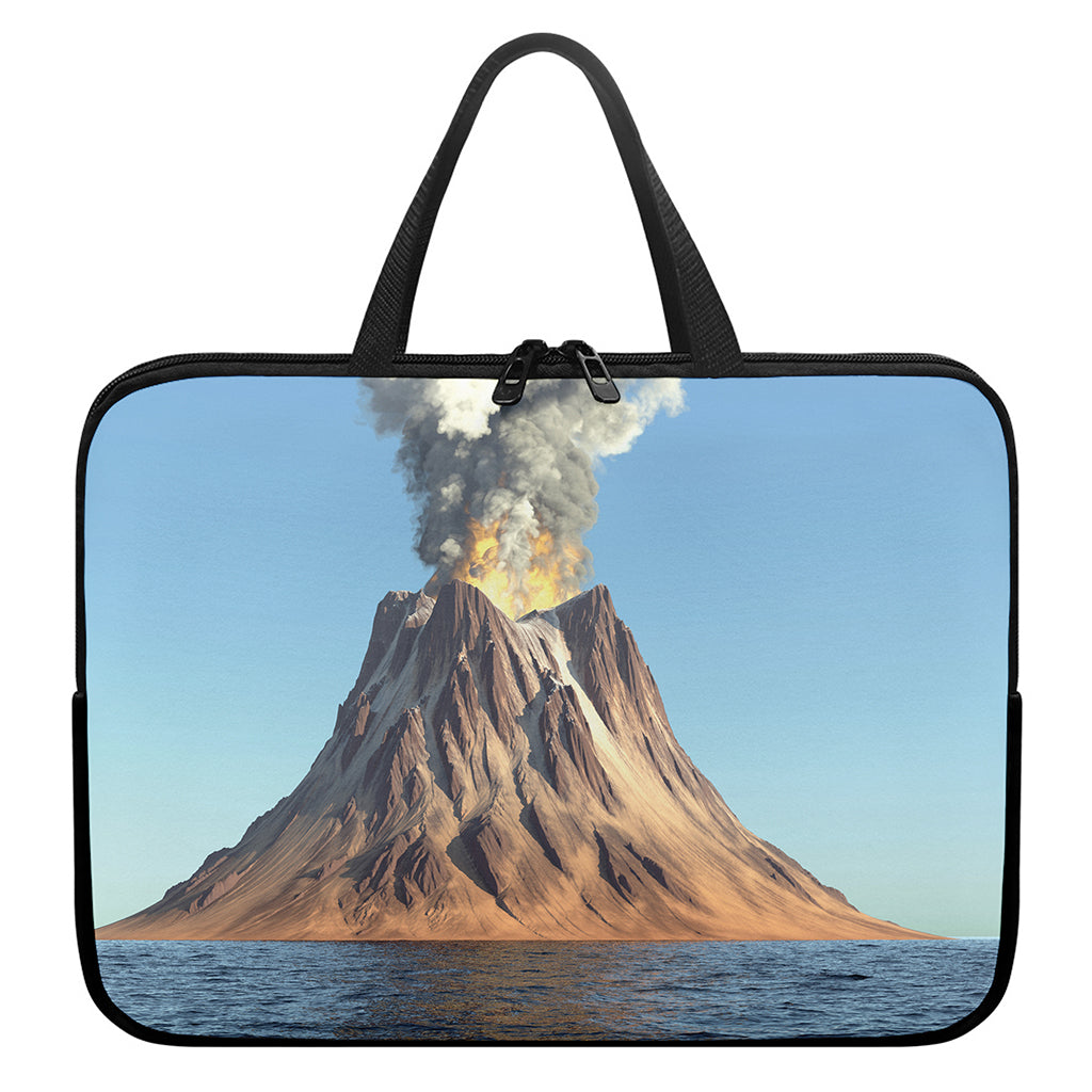 Volcanic Mountain Print Laptop Sleeve With Handle