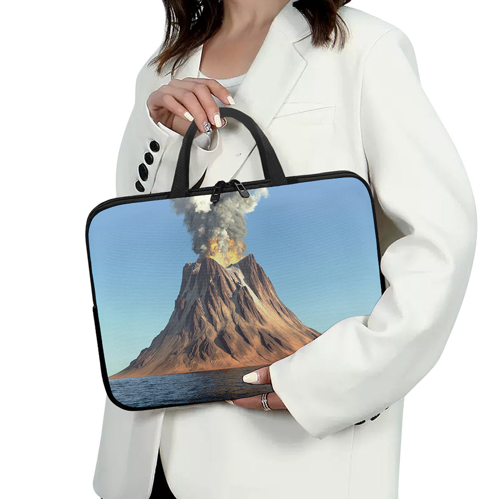 Volcanic Mountain Print Laptop Sleeve With Handle