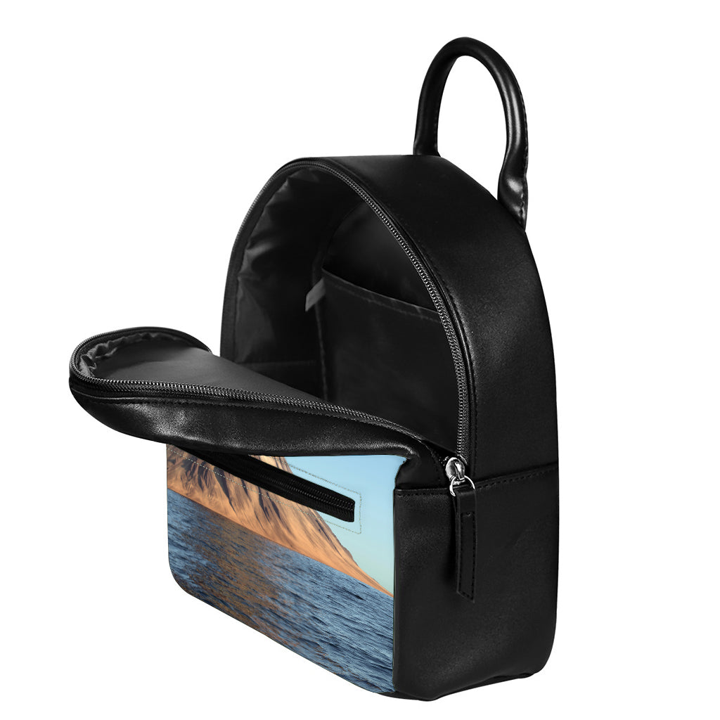 Volcanic Mountain Print Leather Backpack