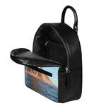 Volcanic Mountain Print Leather Backpack