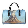 Volcanic Mountain Print Leather Duffel Bag