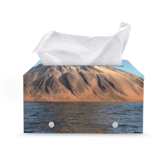 Volcanic Mountain Print Leather Tissue Box Cover