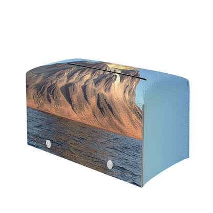 Volcanic Mountain Print Leather Tissue Box Cover