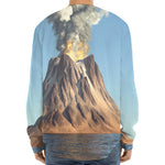 Volcanic Mountain Print Long Sleeve Baseball Jersey