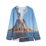 Volcanic Mountain Print Long Sleeve Short Coat