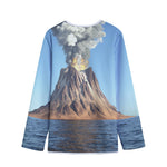 Volcanic Mountain Print Long Sleeve Short Coat