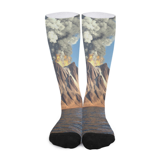 Volcanic Mountain Print Long Socks
