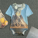 Volcanic Mountain Print Men's Bodysuit