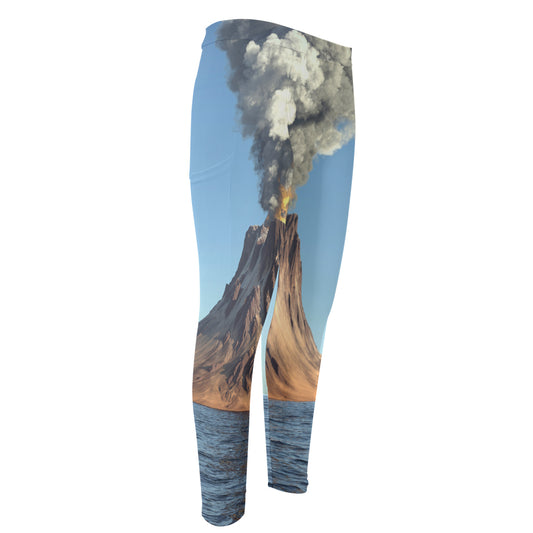 Volcanic Mountain Print Men's Compression Pants