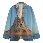 Volcanic Mountain Print Men's Cotton Blazer