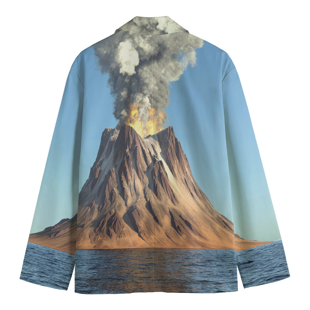 Volcanic Mountain Print Men's Cotton Blazer