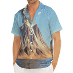 Volcanic Mountain Print Men's Deep V-Neck Shirt