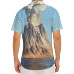 Volcanic Mountain Print Men's Deep V-Neck Shirt