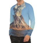 Volcanic Mountain Print Men's Long Sleeve Rash Guard