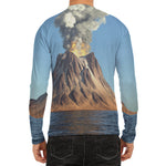 Volcanic Mountain Print Men's Long Sleeve Rash Guard