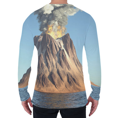 Volcanic Mountain Print Men's Long Sleeve T-Shirt