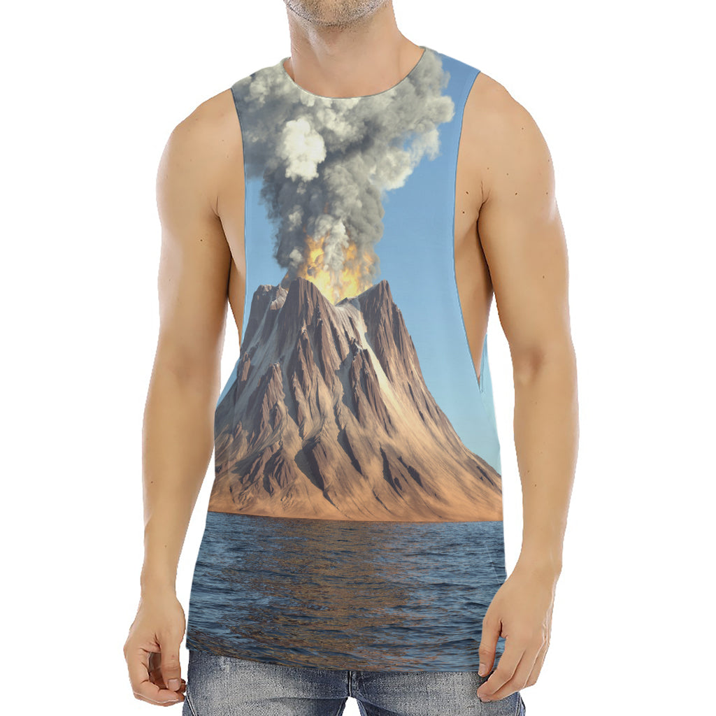 Volcanic Mountain Print Men's Muscle Tank Top