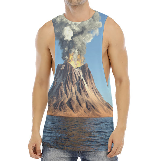 Volcanic Mountain Print Men's Muscle Tank Top