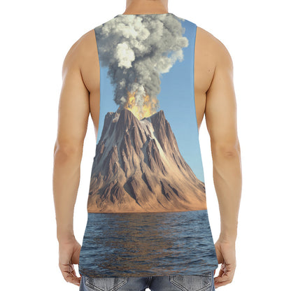 Volcanic Mountain Print Men's Muscle Tank Top