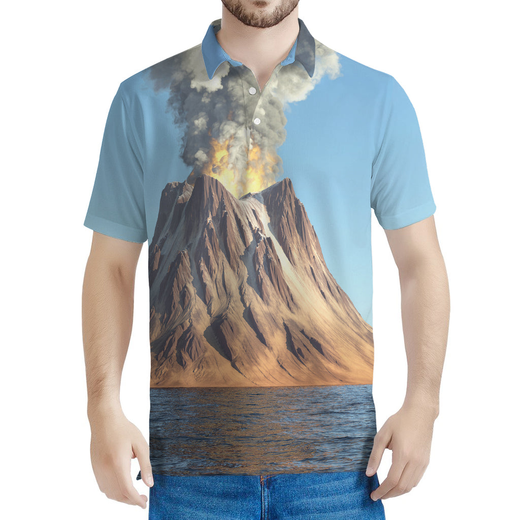 Volcanic Mountain Print Men's Polo Shirt