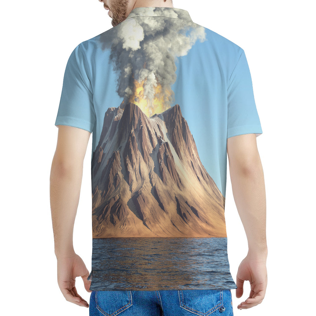 Volcanic Mountain Print Men's Polo Shirt