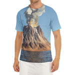 Volcanic Mountain Print Men's Short Sleeve Rash Guard