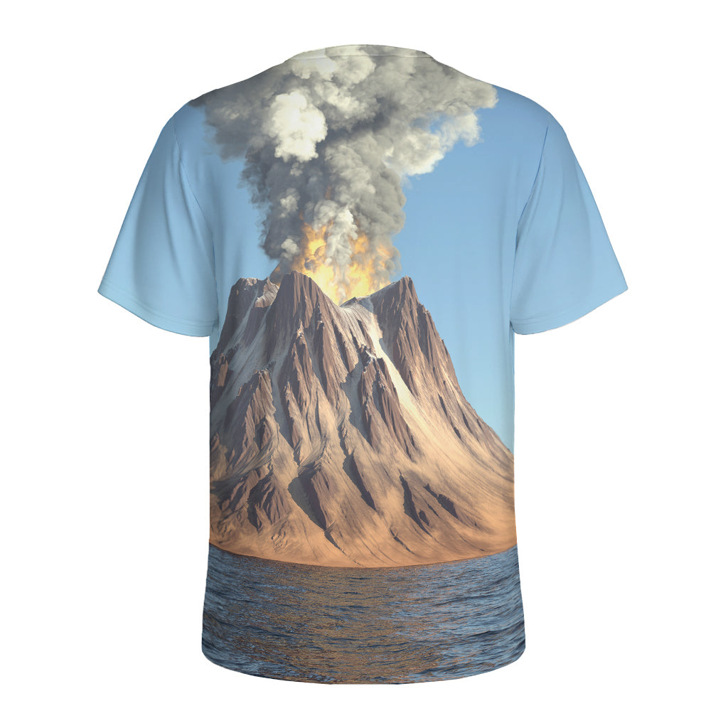 Volcanic Mountain Print Men's Sports T-Shirt