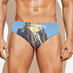 Volcanic Mountain Print Men's Swim Briefs