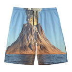 Volcanic Mountain Print Men's Swim Trunks