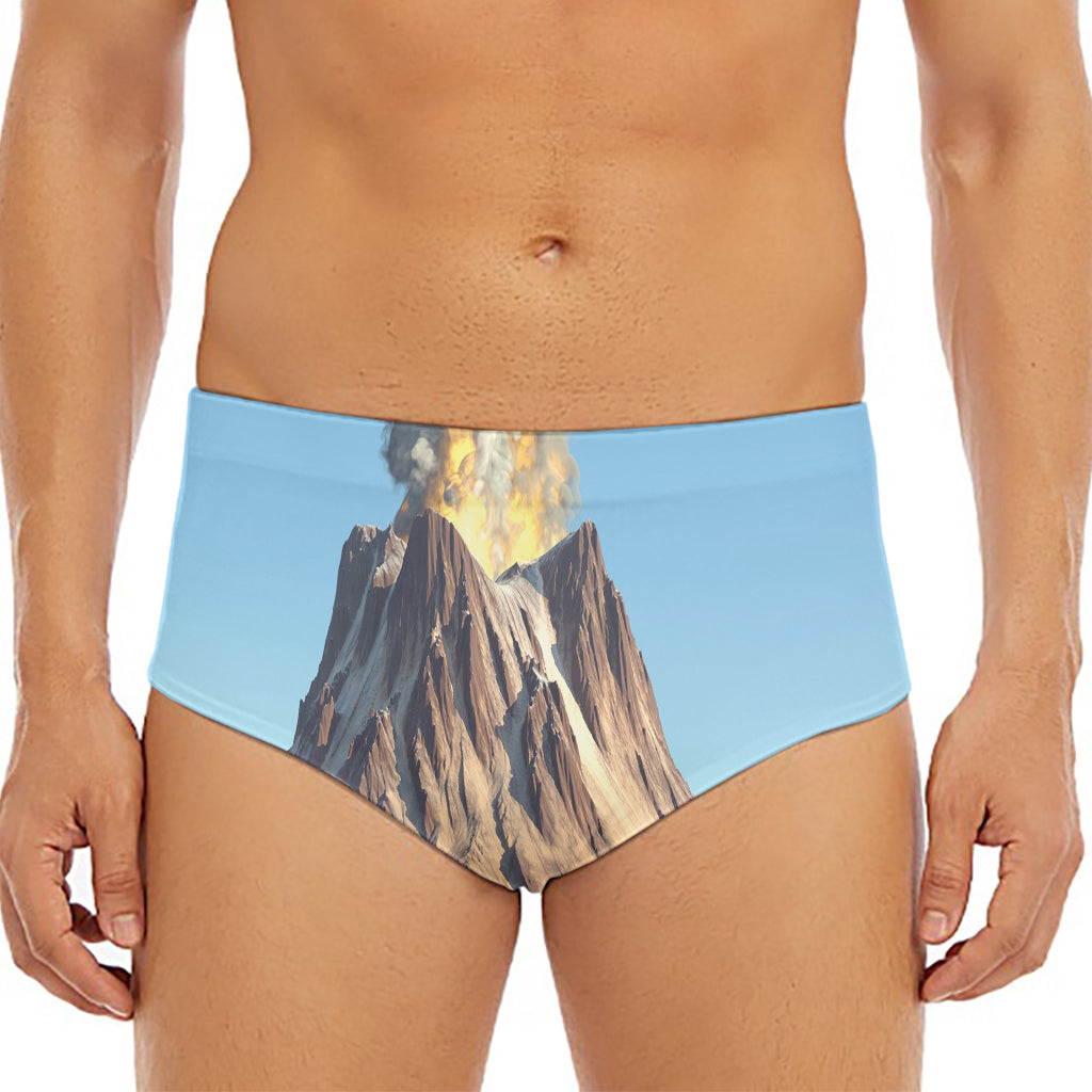 Volcanic Mountain Print Men's Triangle Swim Briefs